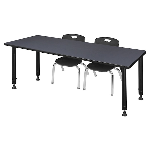 Regency Tables > Height Adjustable > Rectangular Table & Chair Sets, 60 W, 30 L, 23-34 H, Grey MT6030GYAPBK45BK - main